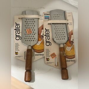Vintage Bonny Stainless Steel Hand Grater Lot of 2 NOS USA Birch Handle